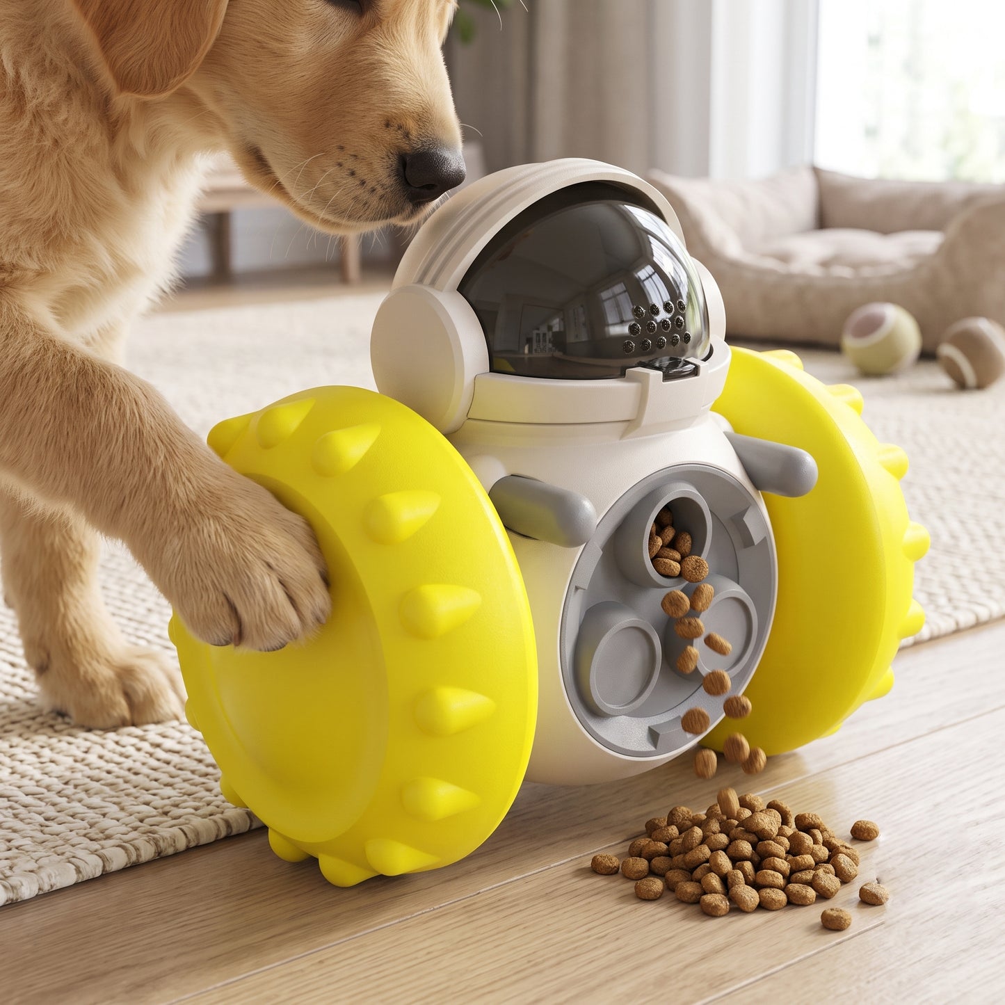 Yellow Dog Treat Dispensing Ball