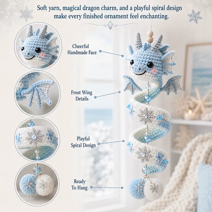 🐉 Beginner-friendly DIY kit for an enchanted dragon spiral hanging ornament | Complete set including all tools and step-by-step instructions 💕