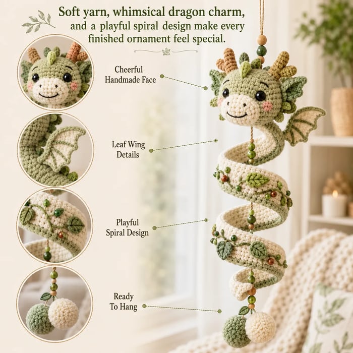 🐉 Beginner-friendly DIY kit for an enchanted dragon spiral hanging ornament | Complete set including all tools and step-by-step instructions 💕