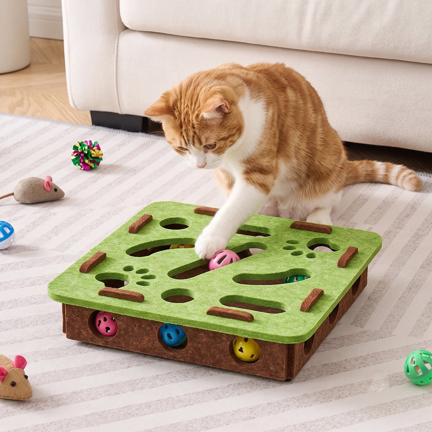 Interactive Square Felt Cat Toy